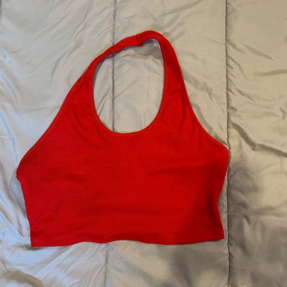 Red halter top copped